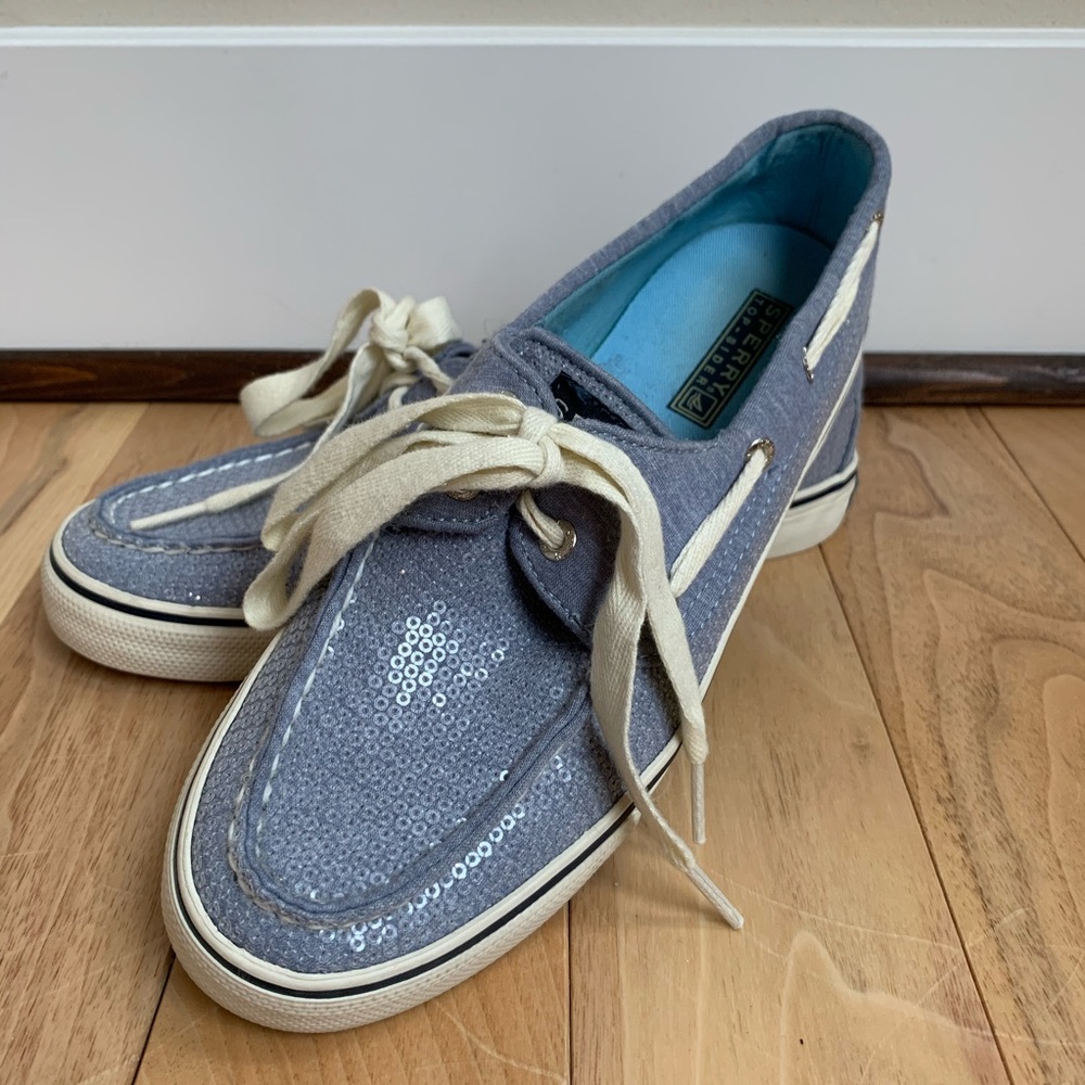 Blue Sparkly Sperry Shoes